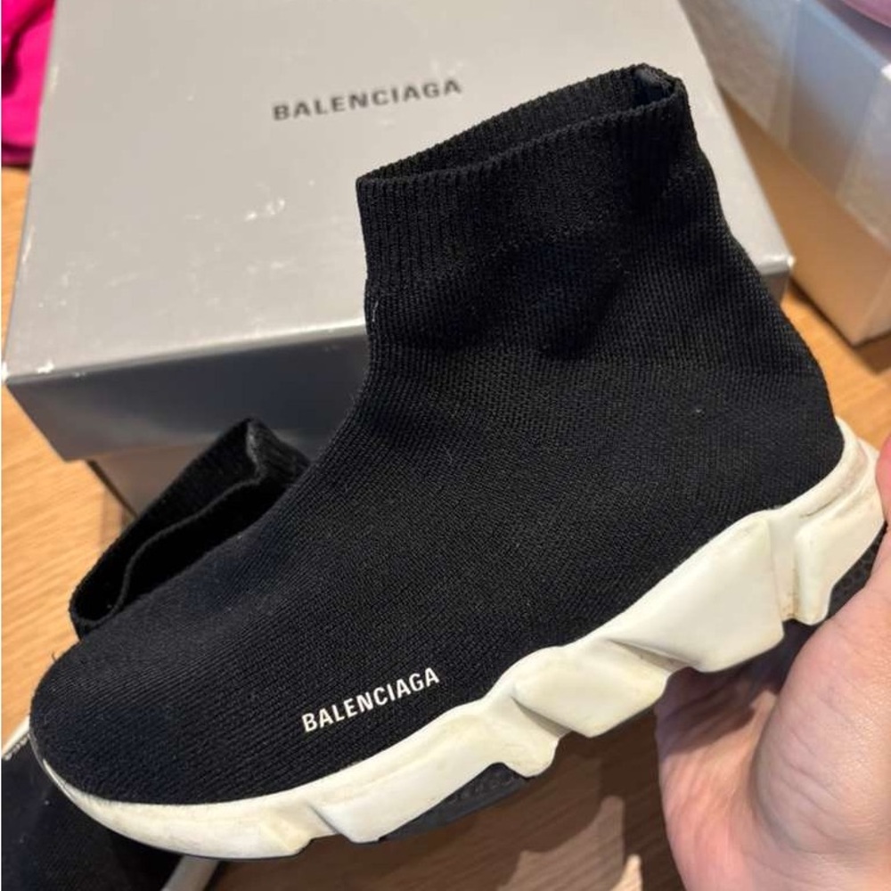 Balenciaga Kids Black and White Sock Sneakers